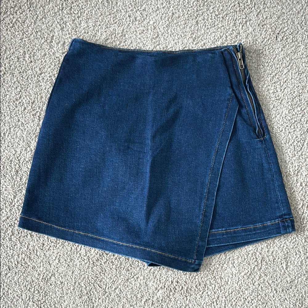 Pink Lily Dark Wash Denim Skort